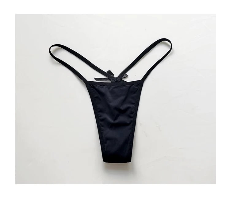Minimalistyczne stringi damskie z kokardką niski stan cienkie T back - Senséra