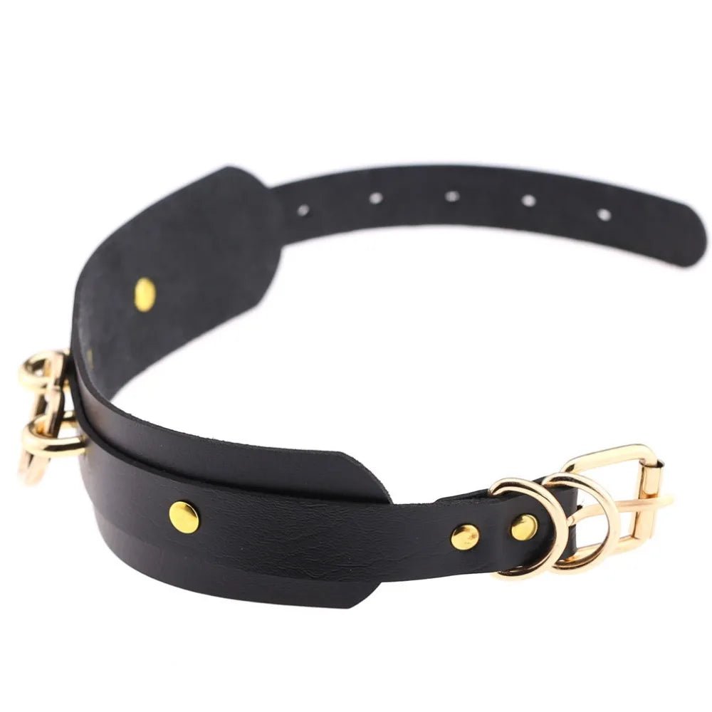 Skórzany choker z sercem i metalowymi detalami w stylu goth - Senséra