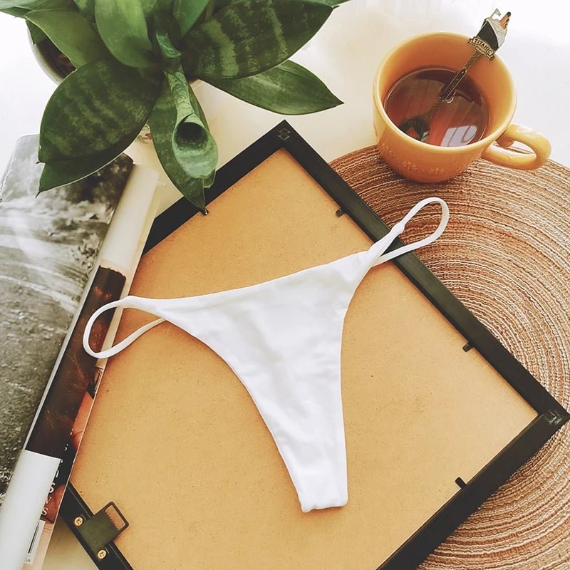 Stringi damskie z cienkimi paskami niski stan minimalistyczne T back - Senséra