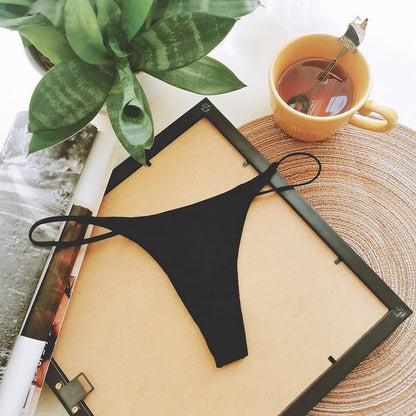 Stringi damskie z cienkimi paskami niski stan minimalistyczne T back - Senséra