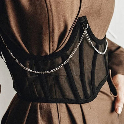 Transparentny gorset underbust z łańcuszkami i modelującym krojem - Senséra